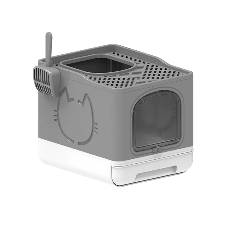 AFP  Minus One Foldable Grey Cat Litter Box -Large Size Pets Qatar