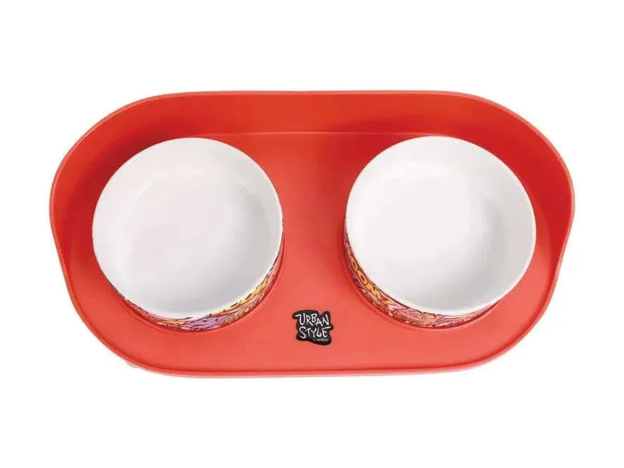 Altitude Urban Style Double Raised Pet Bowl Multicolour Pets Qatar