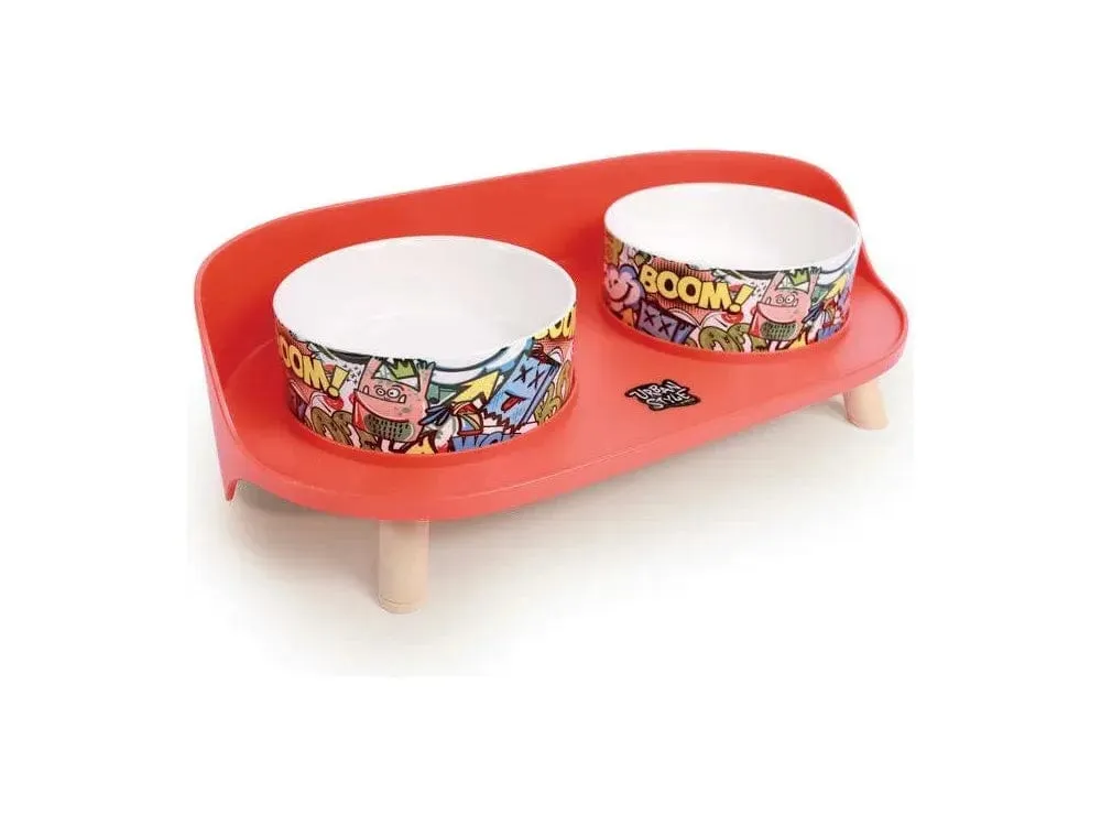 Altitude Urban Style Double Raised Pet Bowl Multicolour Pets Qatar