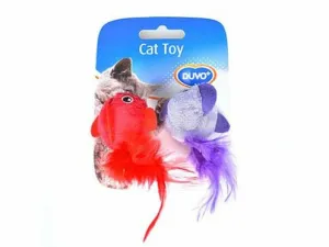 Assortment Birds With Feather 2st - 13x10x3,5cm red/purple Pets Qatar