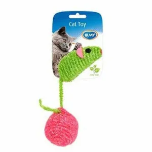 Assortment Mouse And Ball Nylon 10x4x4cm green/pink Pets Qatar