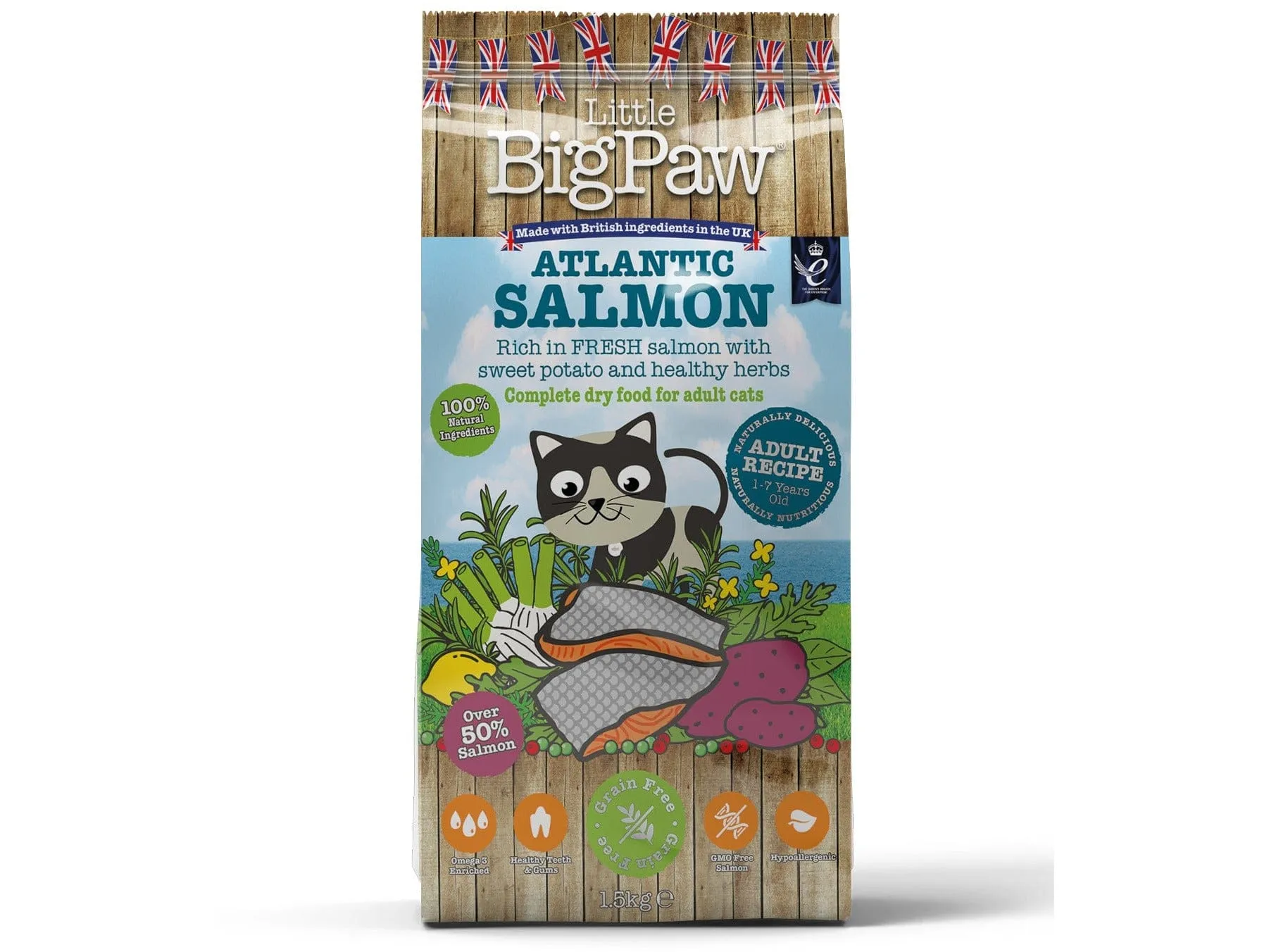 Atlantic Salmon Complete dry food for Adult Cats 1.5KG /Little BigPaw Pets Qatar
