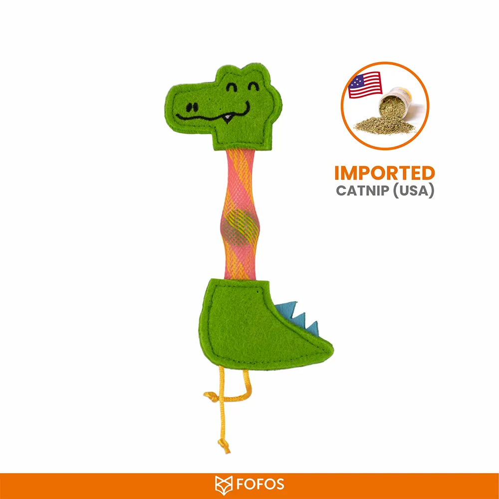 Barkbutler x Fofos Crocodile Flick Tube Catnip Toy for Cats