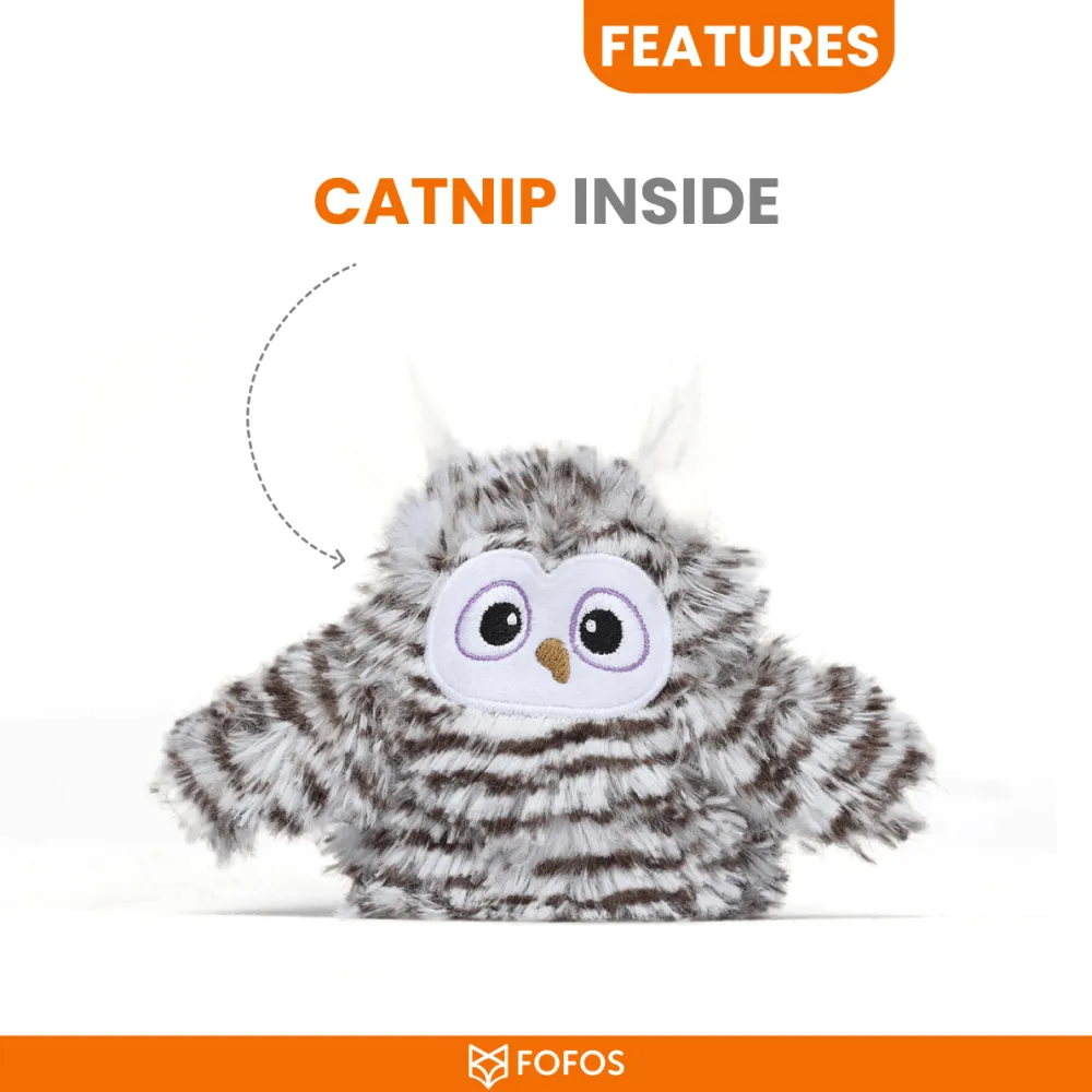 Barkbutler x Fofos Flapping Owl Chirping Interactive Toy for Cats (Brown)