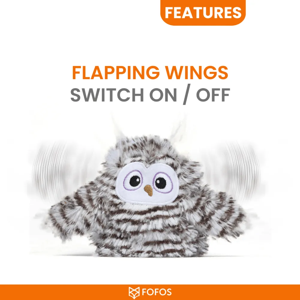 Barkbutler x Fofos Flapping Owl Chirping Interactive Toy for Cats (Brown)