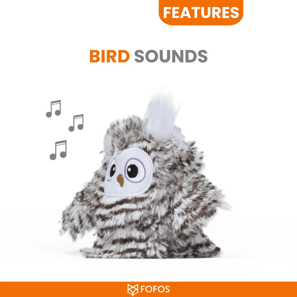 Barkbutler x Fofos Flapping Owl Chirping Interactive Toy for Cats (Brown)
