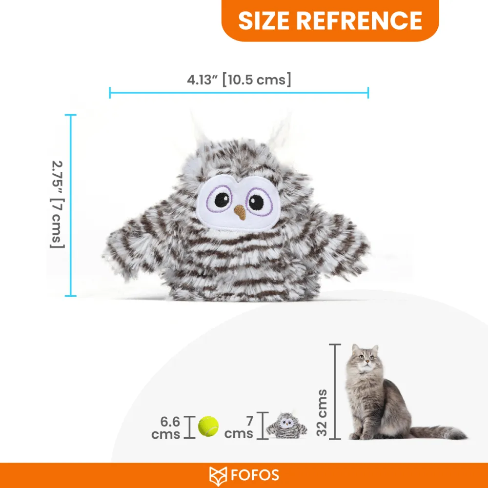 Barkbutler x Fofos Flapping Owl Chirping Interactive Toy for Cats (Brown)