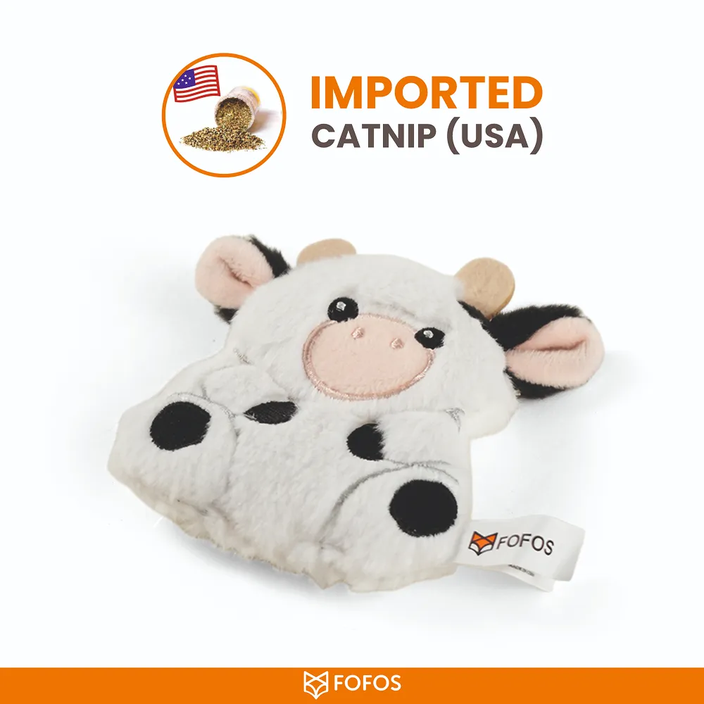 Barkbutler x Fofos Floppy Crinkle Cow Catnip Toy for Cats