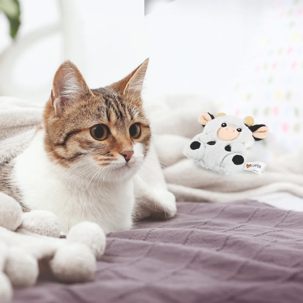 Barkbutler x Fofos Floppy Crinkle Cow Catnip Toy for Cats