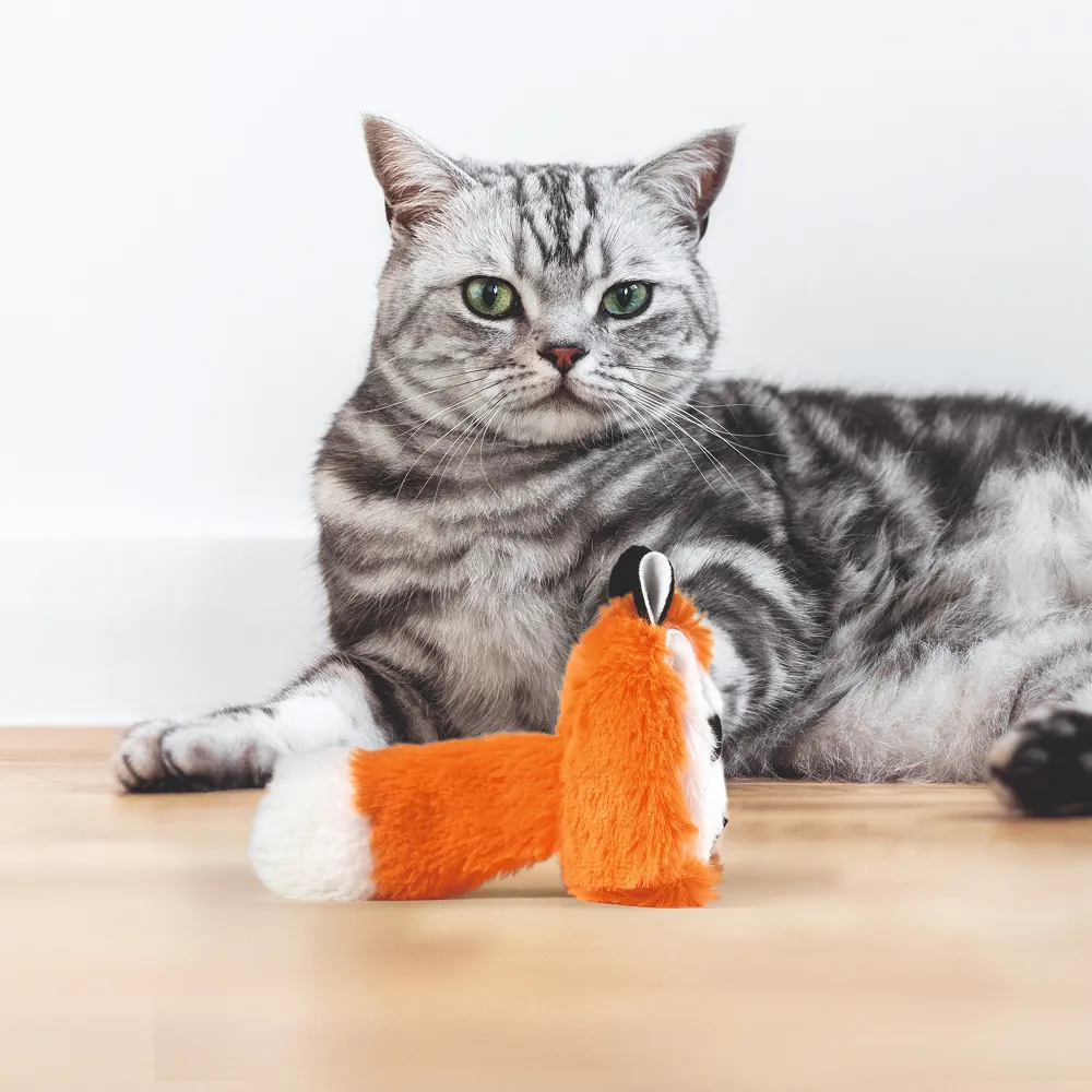 Barkbutler x Fofos Floppy Crinkle Fox Catnip Toy for Cats