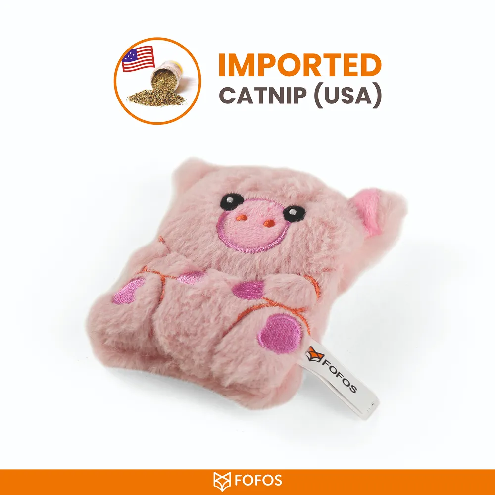 Barkbutler x Fofos Floppy Crinkle Pig Catnip Toy for Cats