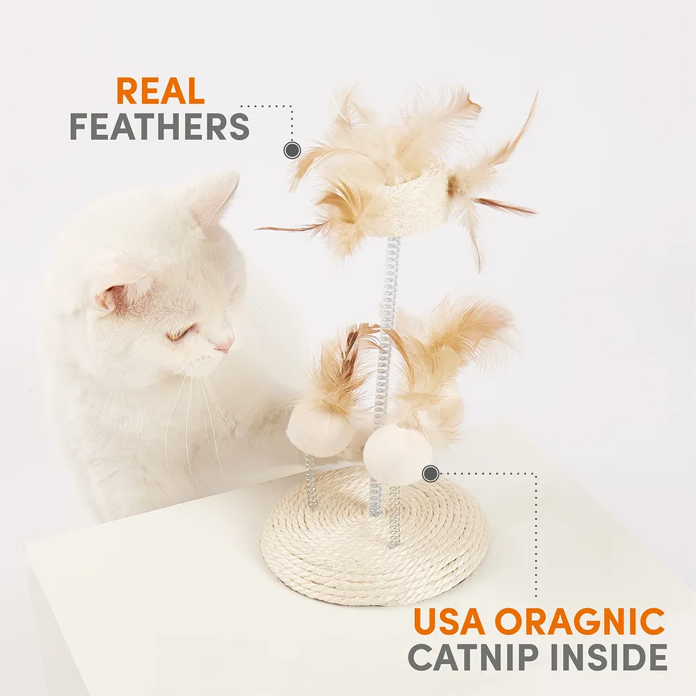Barkbutler x Fofos Interactive Natural Wobbler Teaser Toy for Cats