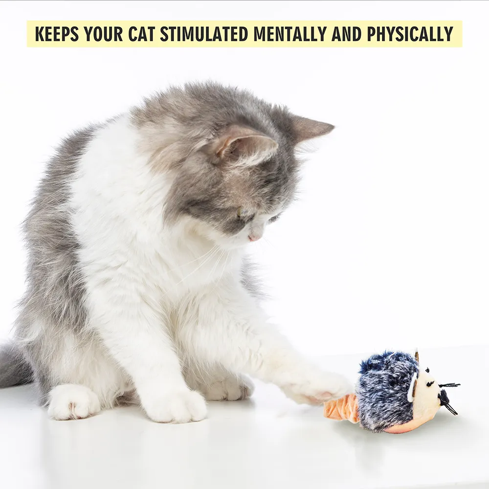 Barkbutler x Fofos Pull String & Sound Chip Mouse Shaped Electronic Toy for Cats (Grey)