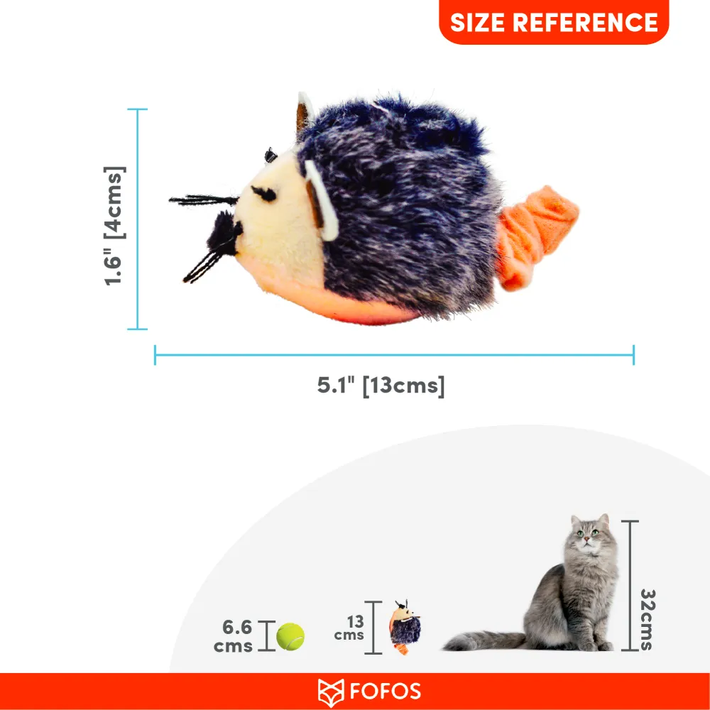 Barkbutler x Fofos Pull String & Sound Chip Mouse Shaped Electronic Toy for Cats (Grey)