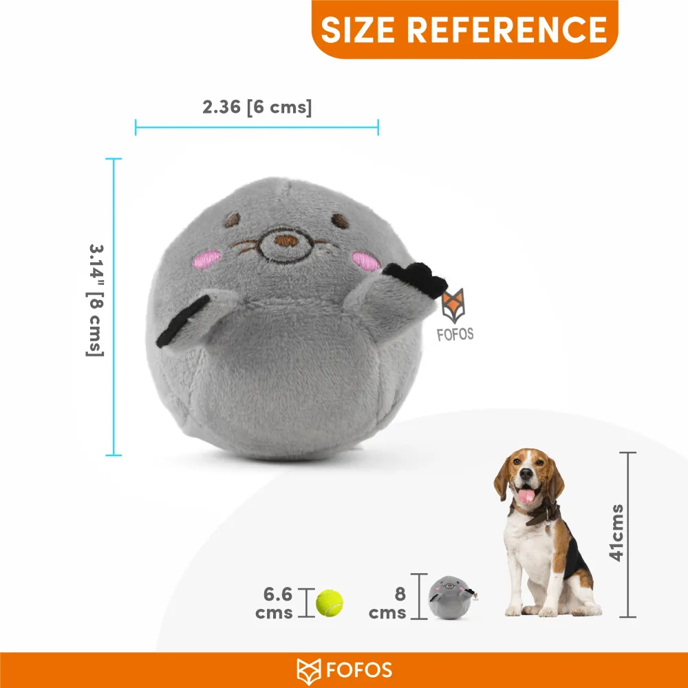 Barkbutler x Fofos Slow Rising Animal Toy Set for Dogs (Grey) | For Soft Chewers