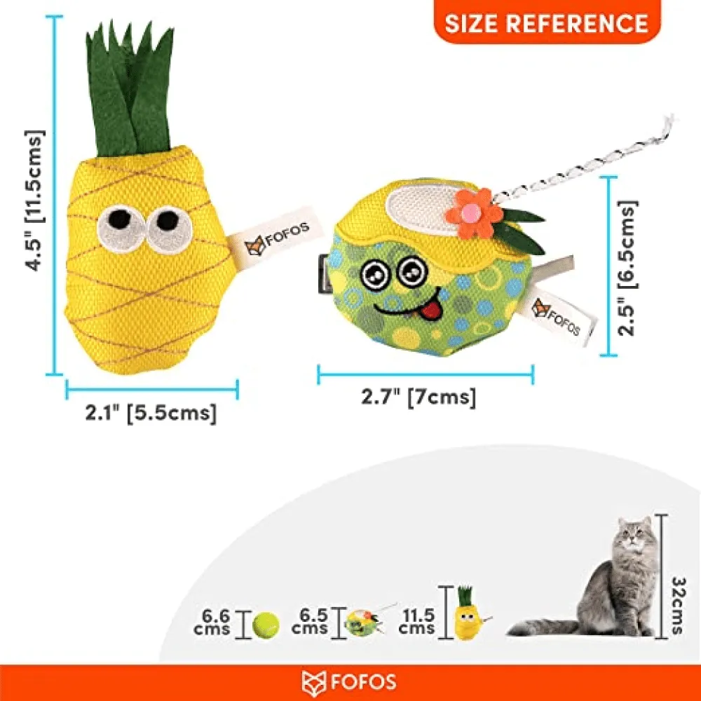 Barkbutler x Fofos Summer Juice with Pineapple Interactive Toy for Cats (Yellow)
