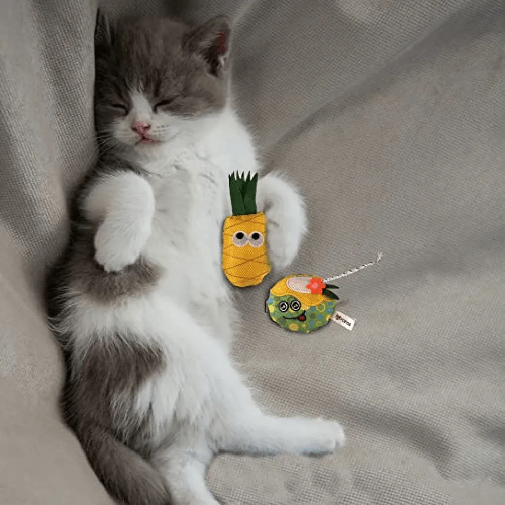 Barkbutler x Fofos Summer Juice with Pineapple Interactive Toy for Cats (Yellow)