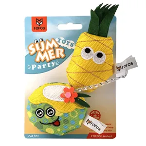 Barkbutler x Fofos Summer Juice with Pineapple Interactive Toy for Cats (Yellow)