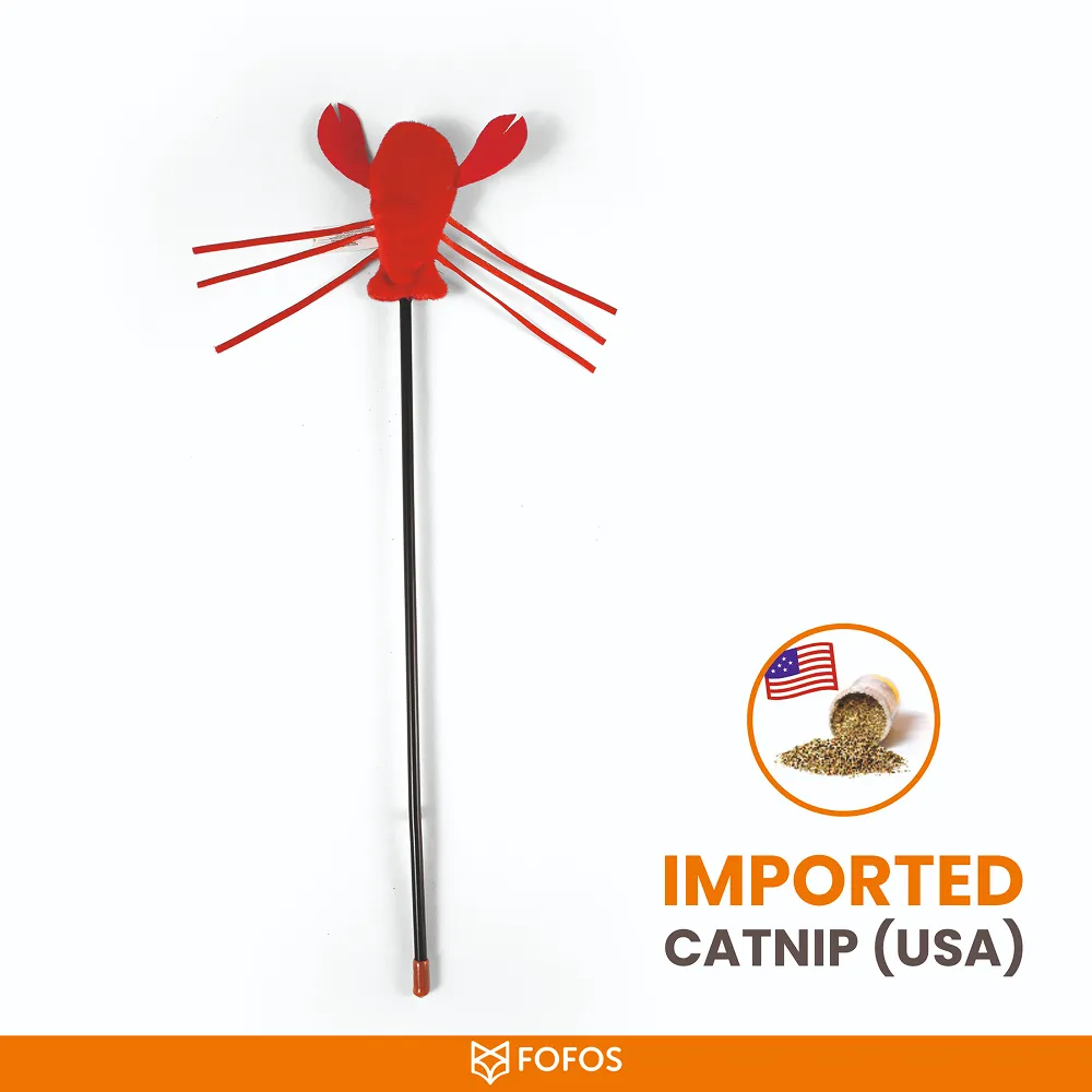 Barkbutler x Fofos Wand Moving Lobster Teaser Toy for Cats