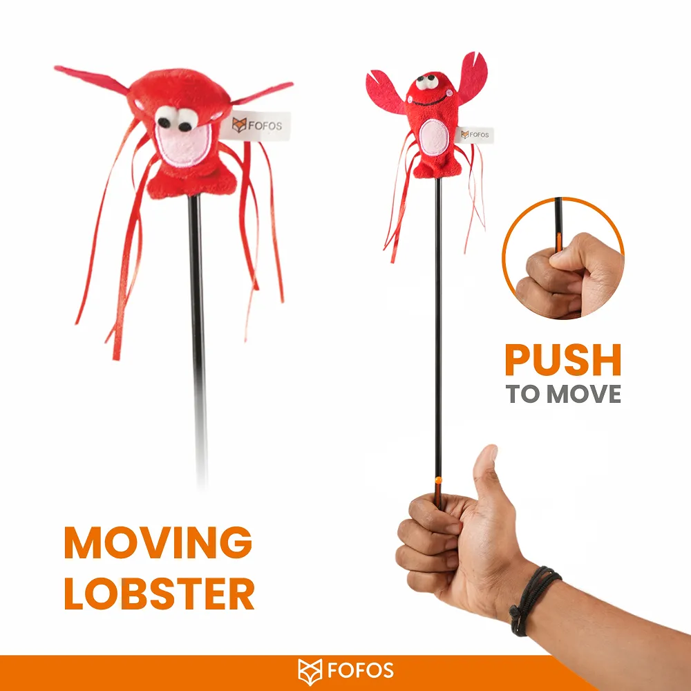 Barkbutler x Fofos Wand Moving Lobster Teaser Toy for Cats