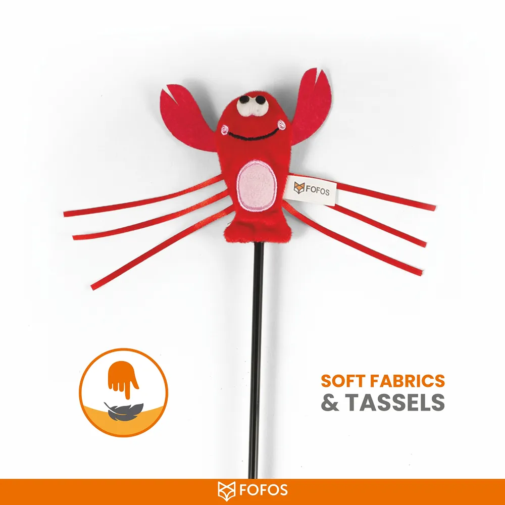 Barkbutler x Fofos Wand Moving Lobster Teaser Toy for Cats