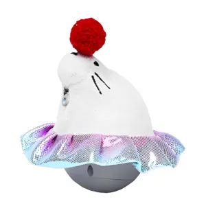 Barkbutler x Fofos Whirling Laser Electronic Sea Lion Tumbler Toy for Cats (White/Grey)