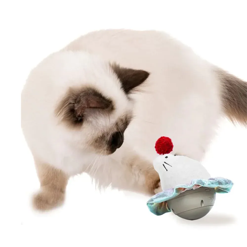 Barkbutler x Fofos Whirling Laser Electronic Sea Lion Tumbler Toy for Cats (White/Grey)