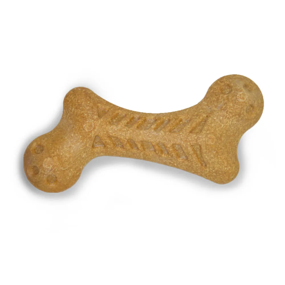Barkbutler x Fofos Woodplay Bone Toy for Dogs | For Aggressive Chewers (Brown)