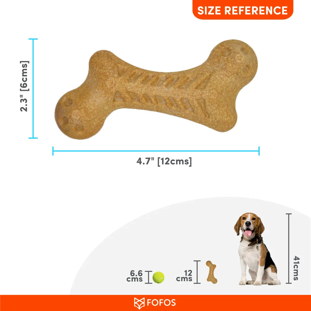 Barkbutler x Fofos Woodplay Bone Toy for Dogs | For Aggressive Chewers (Brown)