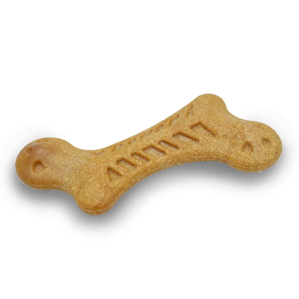 Barkbutler x Fofos Woodplay Bone Toy for Dogs | For Aggressive Chewers (Brown)