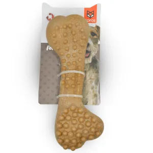 Barkbutler x Fofos Woodplay Brush Bone Toy for Dogs | For Aggressive Chewers (Brown)