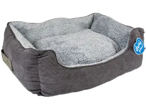 Bed rectangular Corduroy Ash S - 53x42x18cm black/grey Pets Qatar