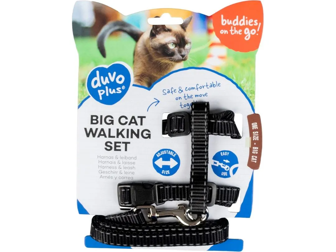 BIG CAT WALKING SET REFLECTIVE UNI 30-50cm / 12mm - 125cm black Pets Qatar