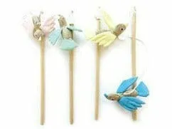 BIRD CAT WAND -  35 CM YELLOW, GREEN, BLUE, PINK Pets Qatar
