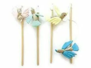 BIRD CAT WAND -  35 CM YELLOW, GREEN, BLUE, PINK Pets Qatar