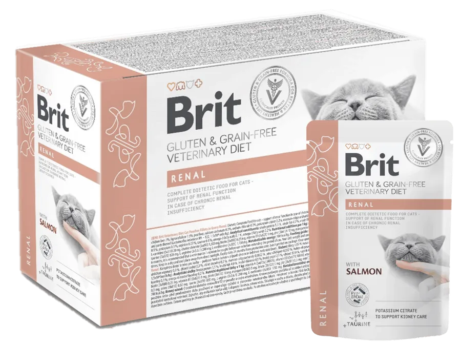 Brit Grain & Gluten-Free VD Cat Pouch fillets in Gravy Renal 12 x 85 g Pets Qatar