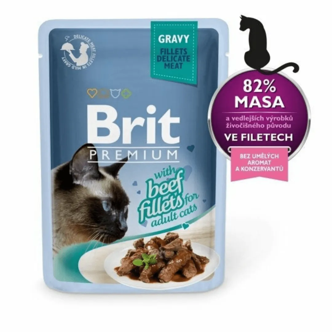 Brit Premium Cat Delicate Fillets in Gravy with Beef 85 g Pets Qatar