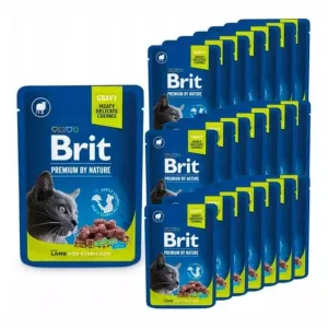 Brit premium cat pouches Lamb for Sterilised 24x100g Pets Qatar
