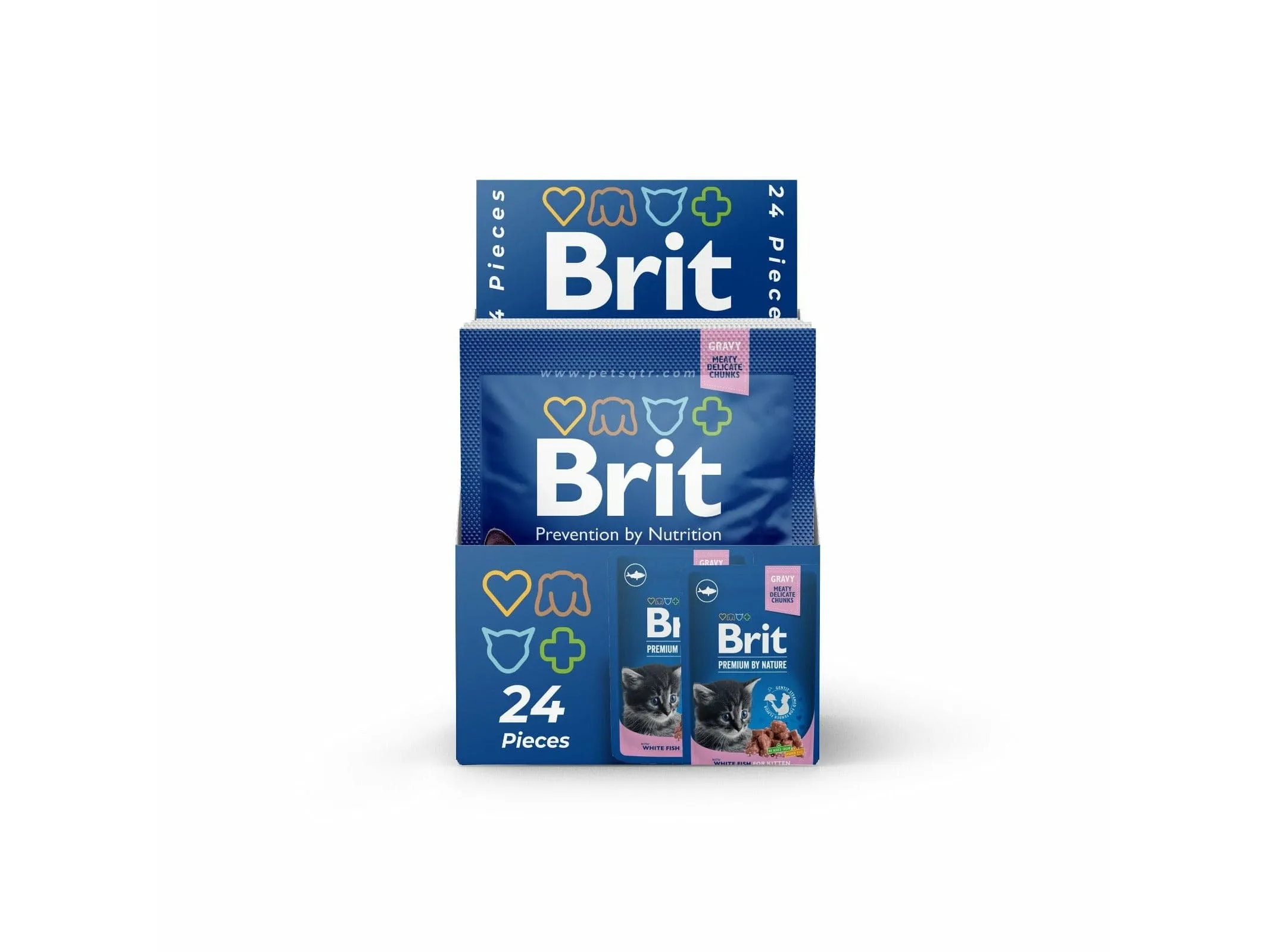 Brit premium Gravy with White fish for Kitten 24x100g pouchs Pets Qatar