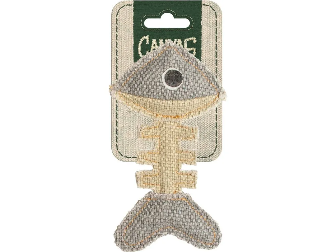 Canvas fish bone 14x8x2cm grey Pets Qatar