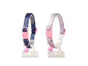 CAT COLLAR DOTS NYLON 20-30cm / 10mm blue/beige Pets Qatar