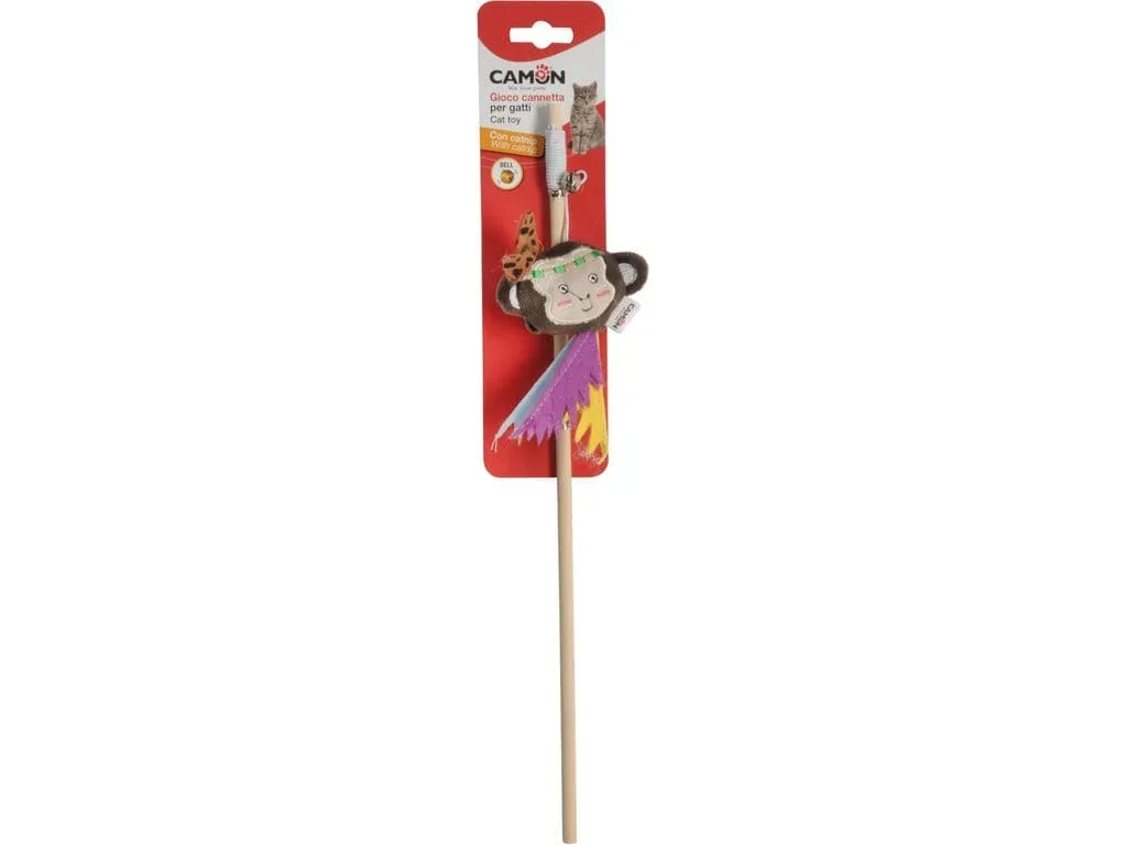 Cat toy in polyester and wood with catnip and bell, rod with Indian subjects - 40cm Pets Qatar