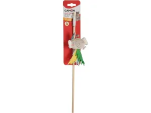Cat toy in polyester and wood with catnip and bell, rod with Indian subjects - 40cm Pets Qatar