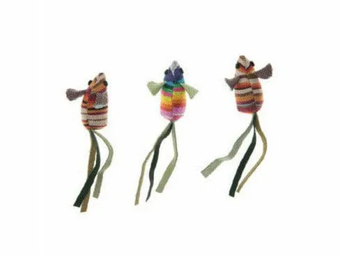 Cat toy Set of 3 Mice in Colored Fabric Pets Qatar