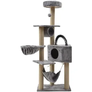 Cat Tree & Scratching Dark Grey Brown Beige 60*40*155 Pets Qatar