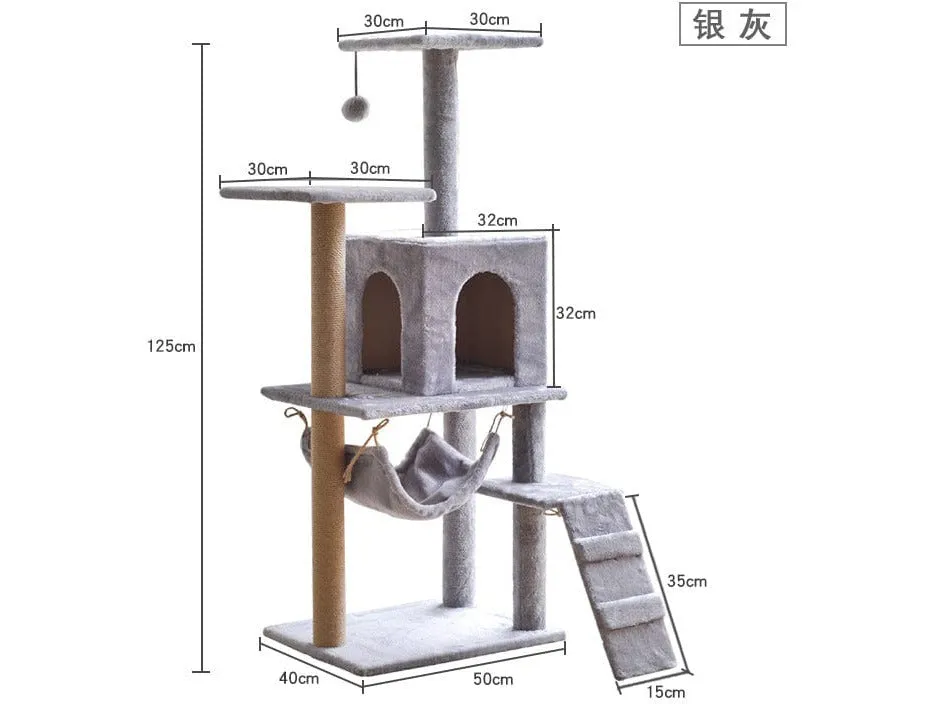 Cat Tree & Scratching Grey Beige 50*40*125 Pets Qatar