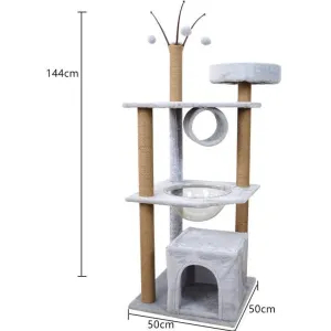Cat Tree & Scratching Light Grey 50*50*144 Pets Qatar