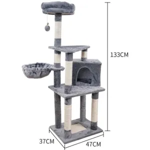 Cat Tree & Scratching Light Grey Beige 47*37*133 Pets Qatar