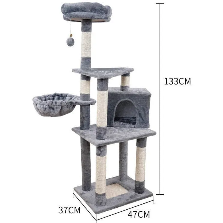 Cat Tree & Scratching Light Grey Beige 47*37*133 Pets Qatar