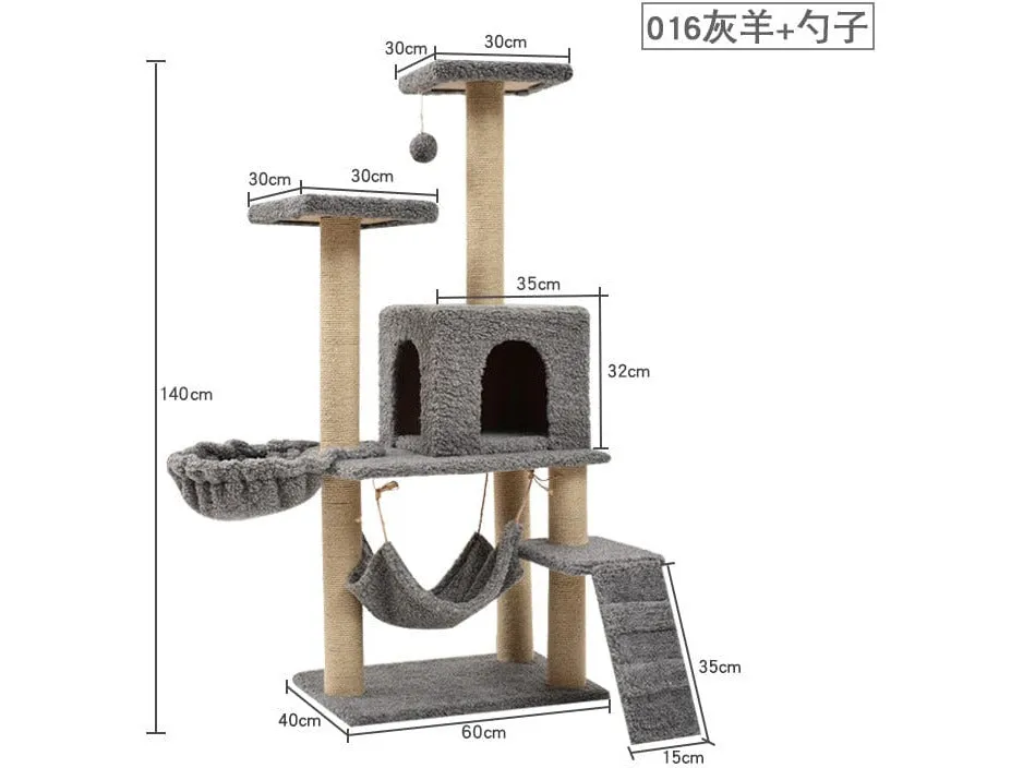 Cat Tree & Scratching Light Grey Beige 60*40*140 Design A Pets Qatar